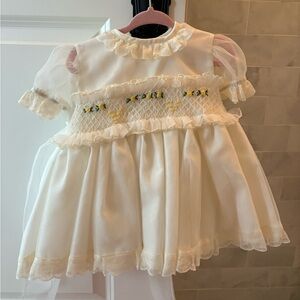 Elegant Cream Baby Dress with Lace Details